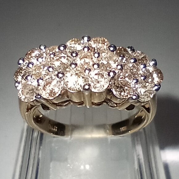 $ALE!  10Kt Yellow or White Gold 1.50ctw Diamond Flower Cluster Ring - Picture 2 of 13